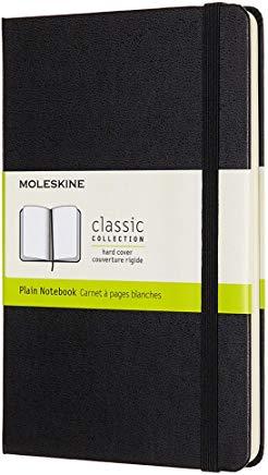 Moleskine Notebook, Medium, Plain, Black, Hard Cover (4.5 X 7)