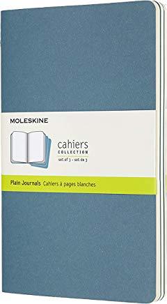 Moleskine Cahier Journal, Large, Plain, Brisk Blue (8.25 X 5)