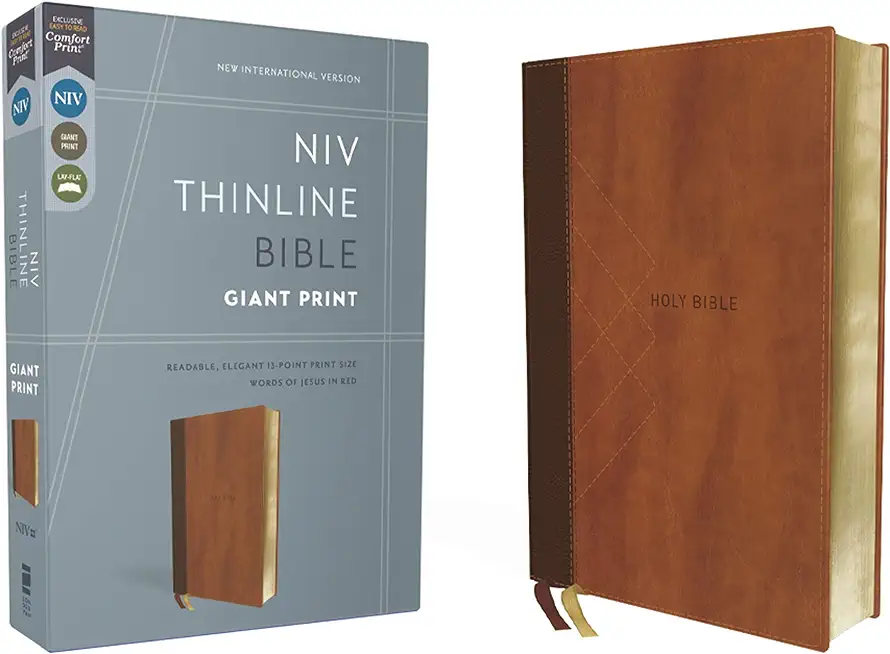 Niv, Thinline Bible, Giant Print, Leathersoft, Brown, Red Letter, Comfort Print