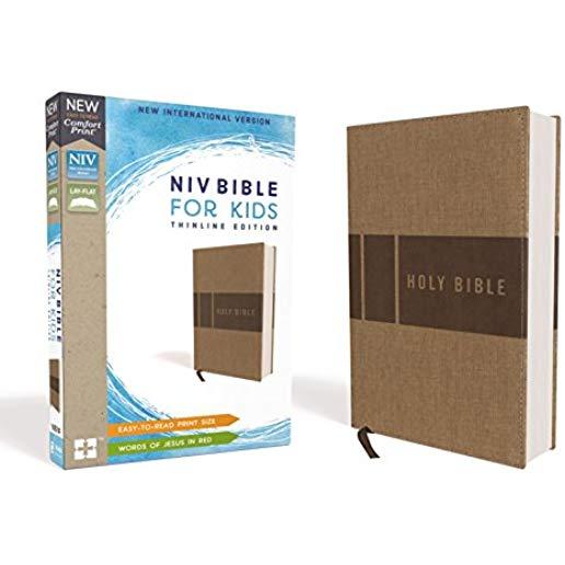 Niv, Bible for Kids, Leathersoft, Tan, Red Letter Edition, Comfort Print: Thinline Edition