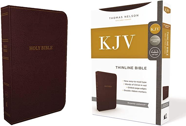 KJV, Thinline Bible, Standard Print, Imitation Leather, Burgundy, Red Letter Edition