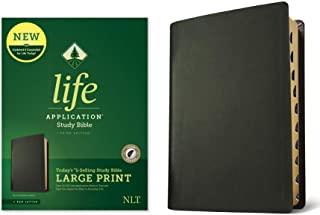 NLT Life Application Study Bible, Third Edition, Large Print (Red Letter, Genuine Leather, Black, Indexed)