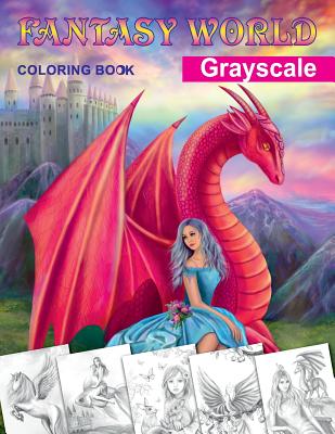 Fantasy World. Grayscale coloring book: Adult coloring book