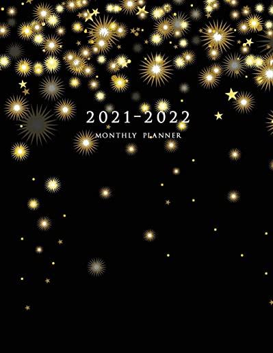 2021-2022 Monthly Planner: Large Two Year Planner (Christmas Gold Snowflakes)