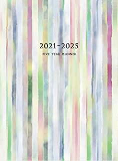 2021-2025 Five Year Planner: Large 60-Month Monthly Planner with Colorful Stripes (Hardcover)